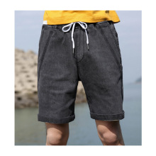 Navy Blue Men′s Short Sweatshorts with White Piping